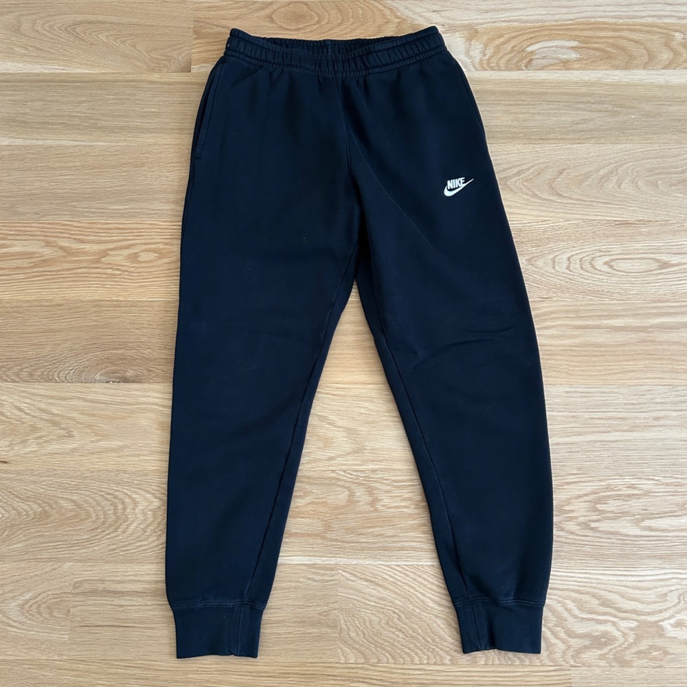 Nike Men's Black Midweight Joggers Size Small White Logo